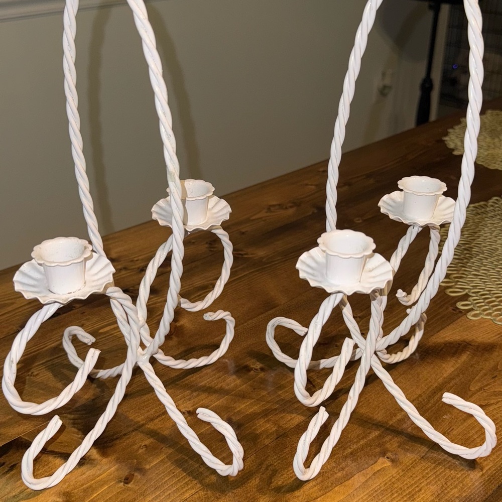 Vintage Home Interiors white metal candle holders (late 1980s–early 1990s era) - Picture 2 of 4
